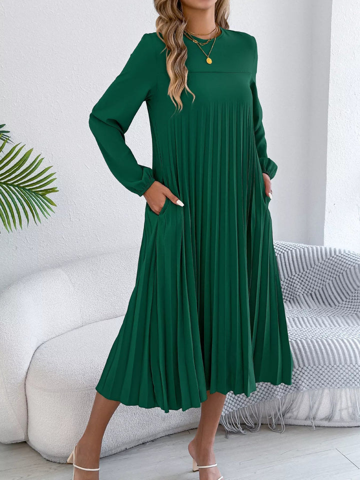 Abi - Robe midi élégante plissée en coupe A