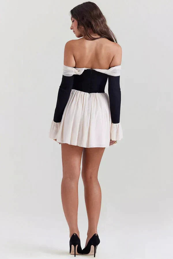 Elita | Robe épaule dénudée bicolore pour femmes