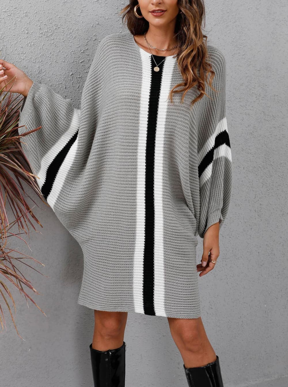 Celestine - Robe pull ample élégante en maille côtelée