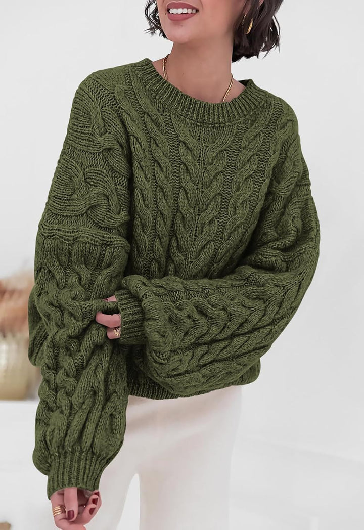 Hara - Pull chic ample en maille torsadée à col rond