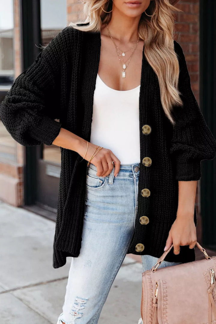 Verla - Cardigan chaud en maille épaisse avec boutons