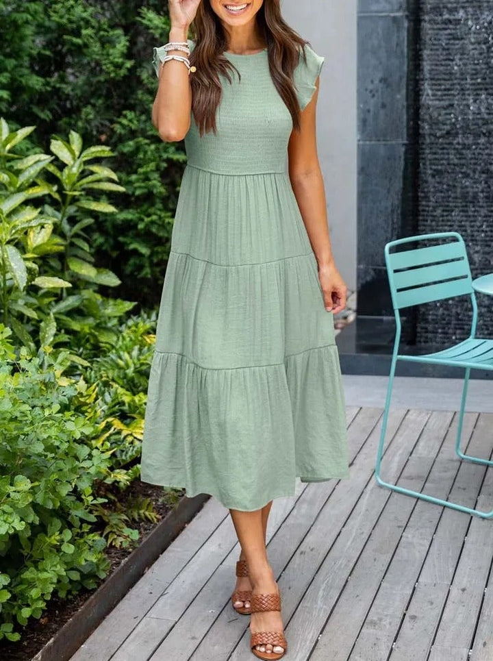 Theudelinda | Robe d'été élégante : détails de volants, poches