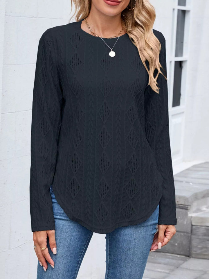 Nakayla - Sweat-shirt Élégant Texturé à Manches Longues avec Boutons au Dos