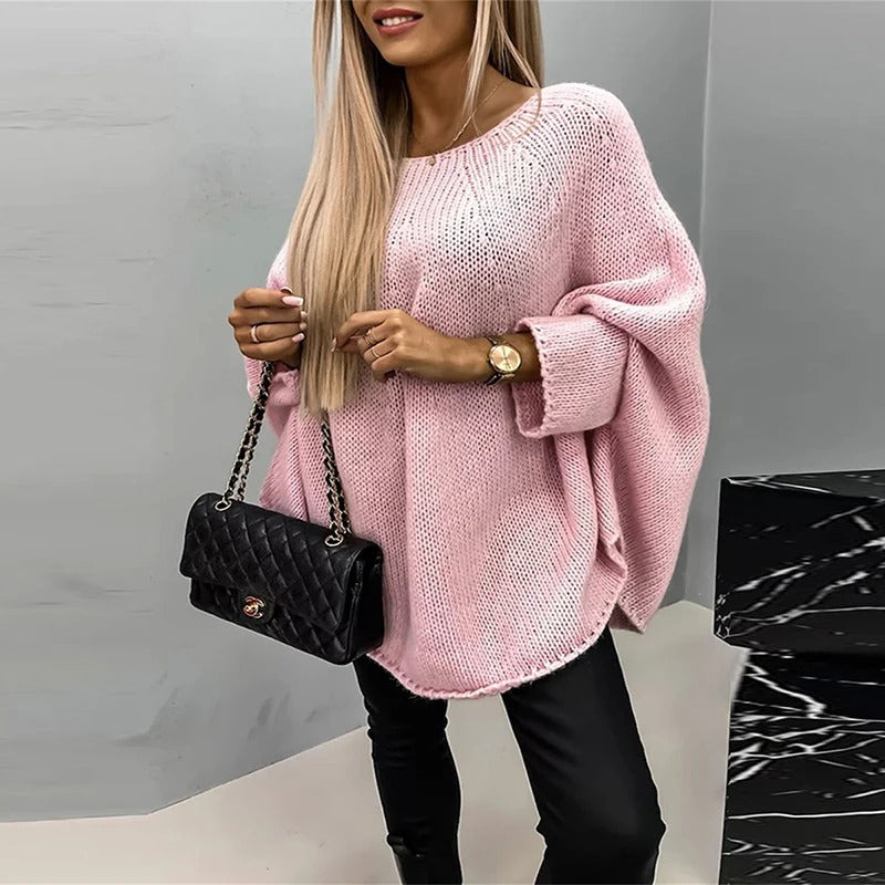Quirina - Pull élégant à col rond coupe décontractée