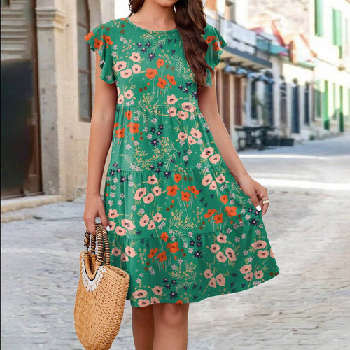 Vylette - Robe élégante fleurie à manches volantées