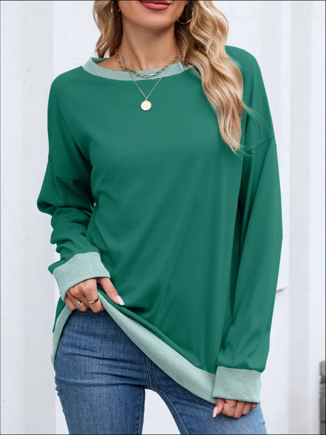 Danette - Sweat Décontracté à Manches Longues avec Finitions Contrastées