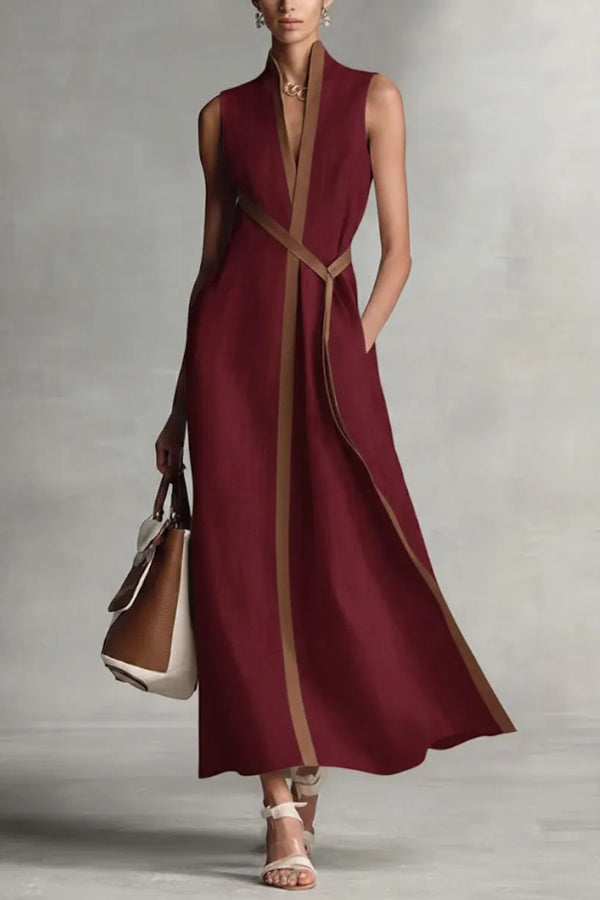 Jennifer - Robe longue ample élégante sans manches à col en V