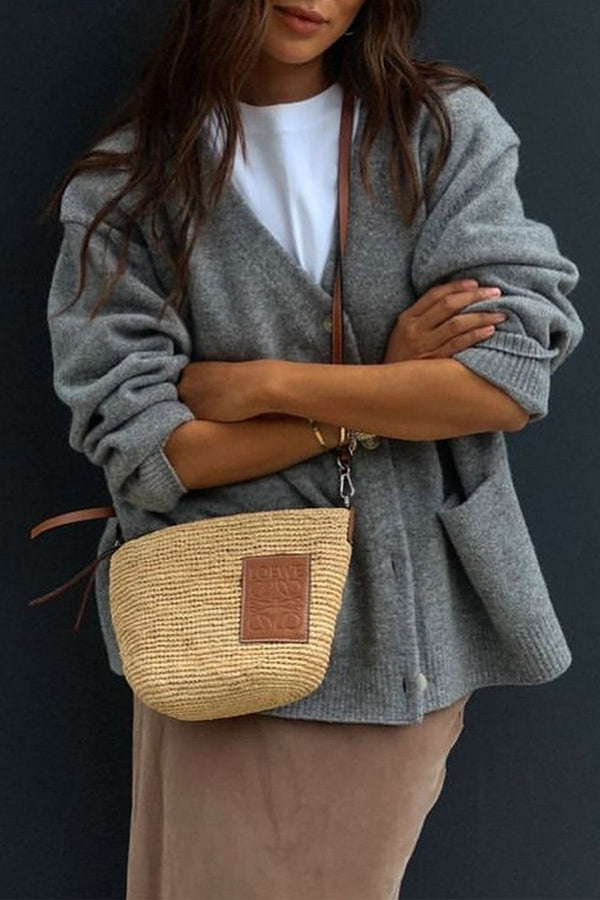 Gigi - Cardigan décontracté à col V boutonné avec poches