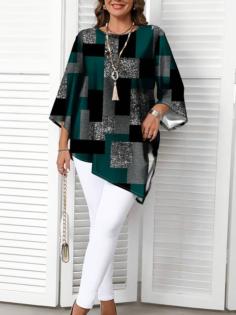 Nora - Blouse oversize à carreaux