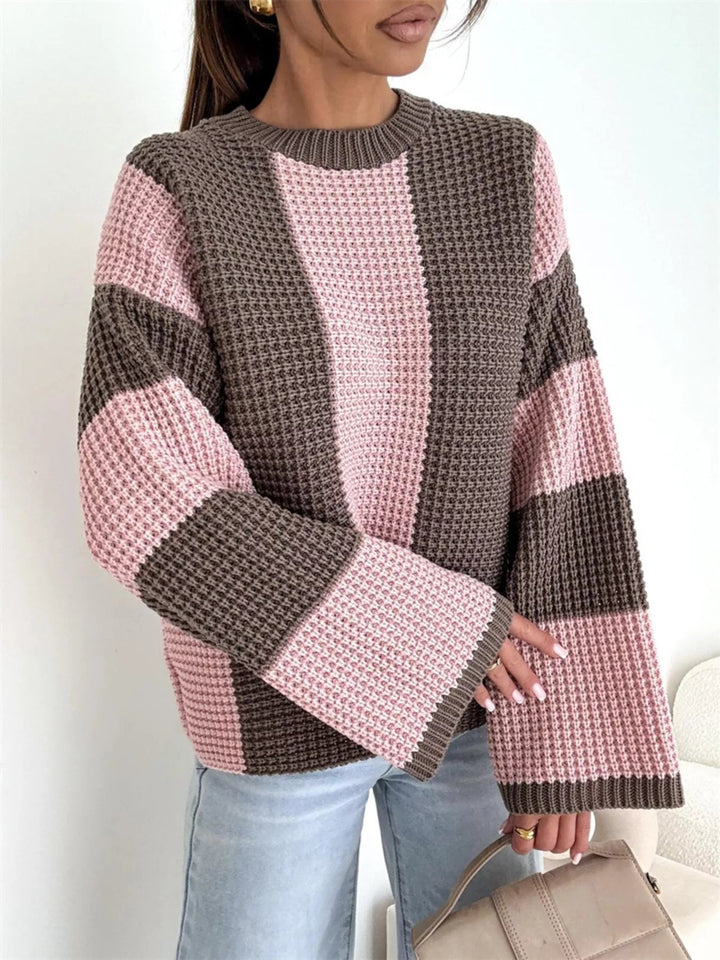 Elise - Pull Élégant Rayé à Manches Évasées