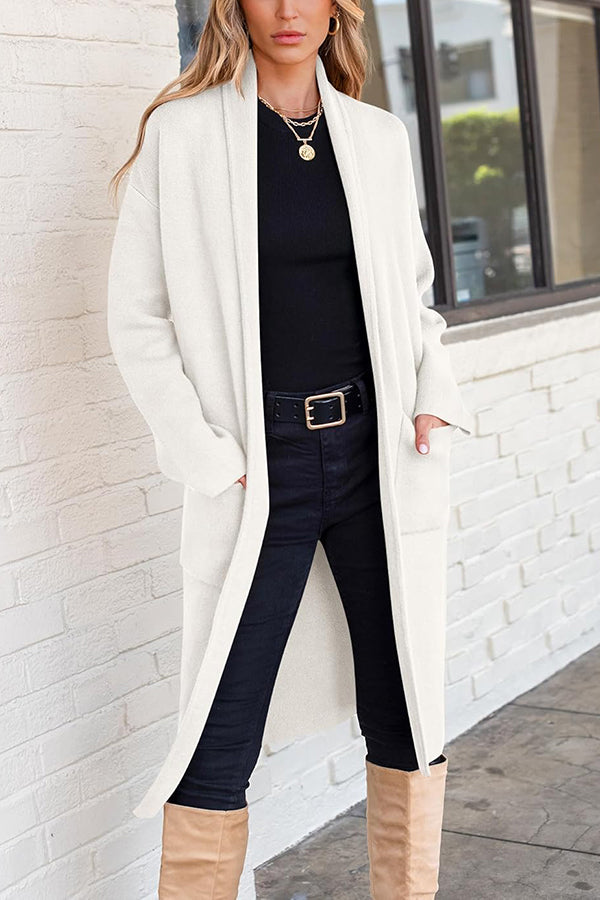 Falynn - Manteau cardigan long à manches longues ample avec poches