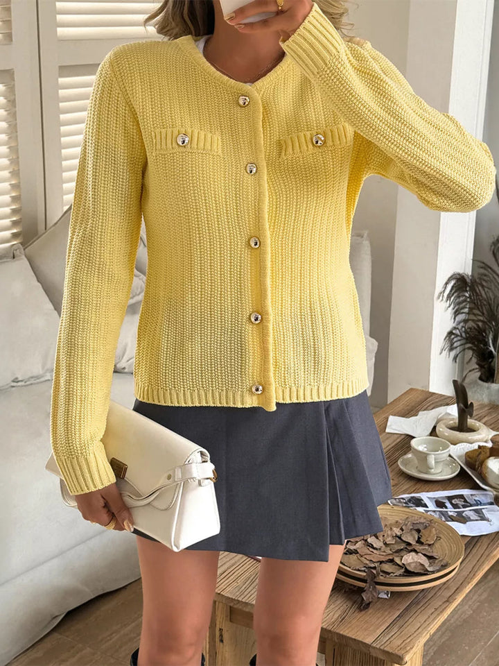 Ezra - Cardigan chic côtelé à boutons et manches longues