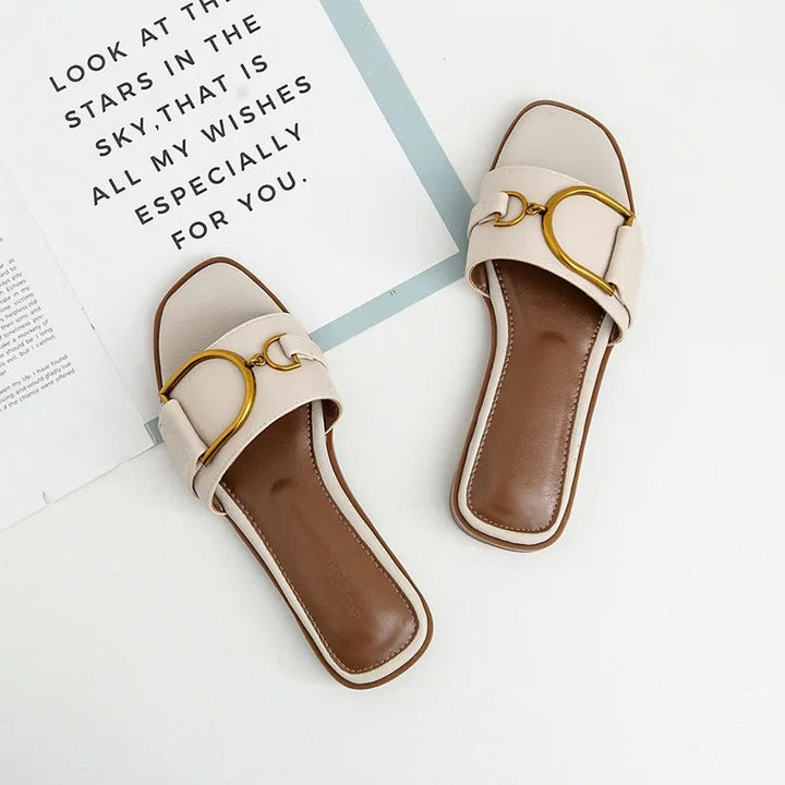 Elsie | Sandales à bout carré en cuir de luxe pour femmes