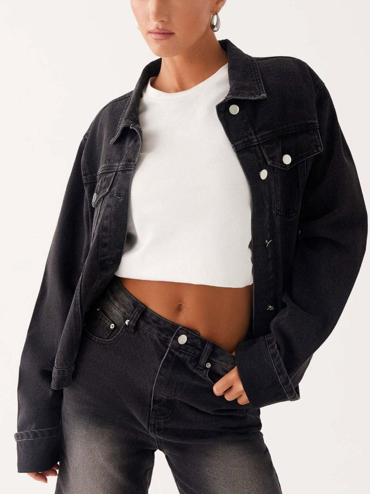 Eunice - Veste en jean oversize courte boutonnée