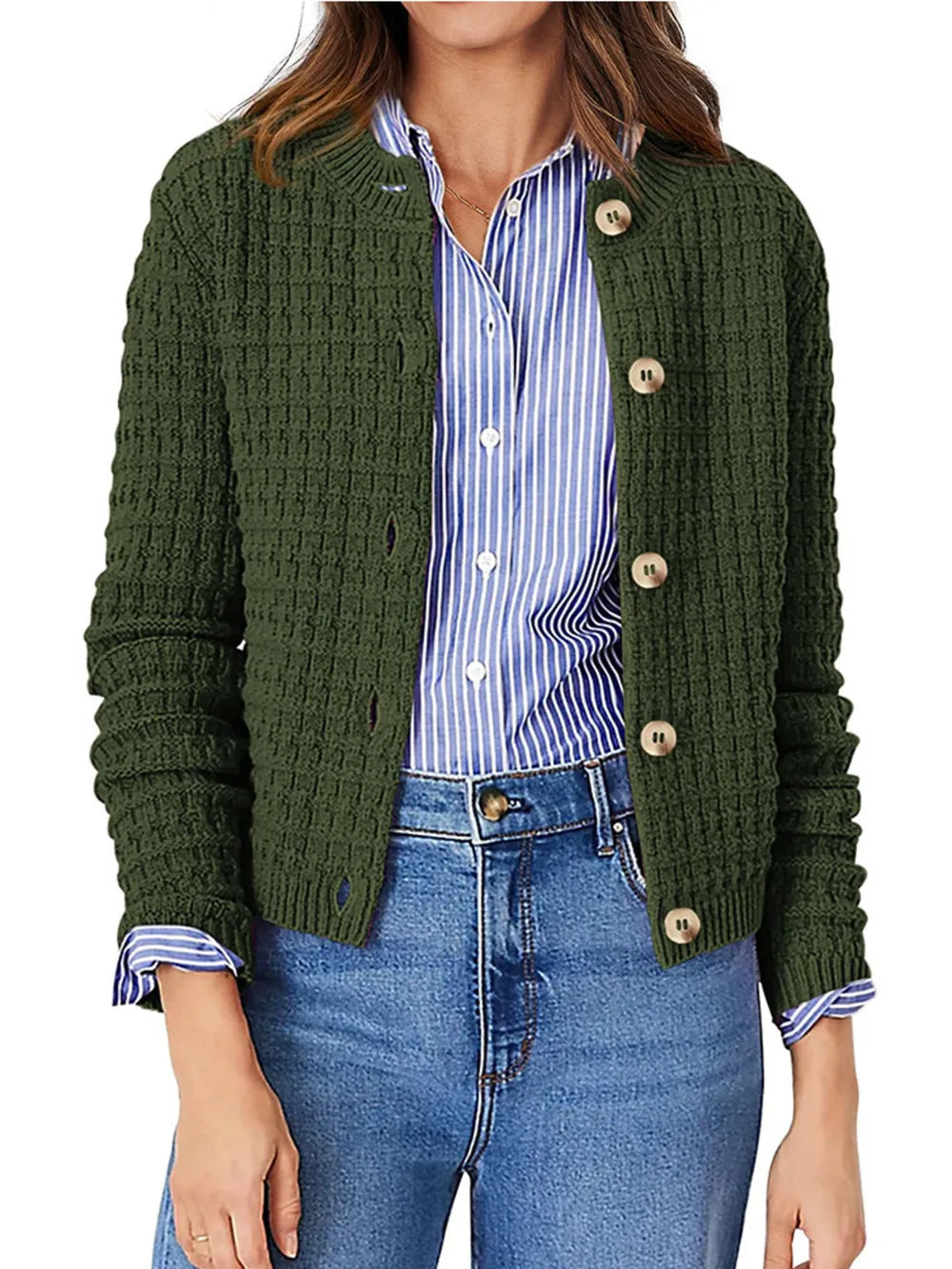 Dixie - Cardigan chic en maille texturée à boutons