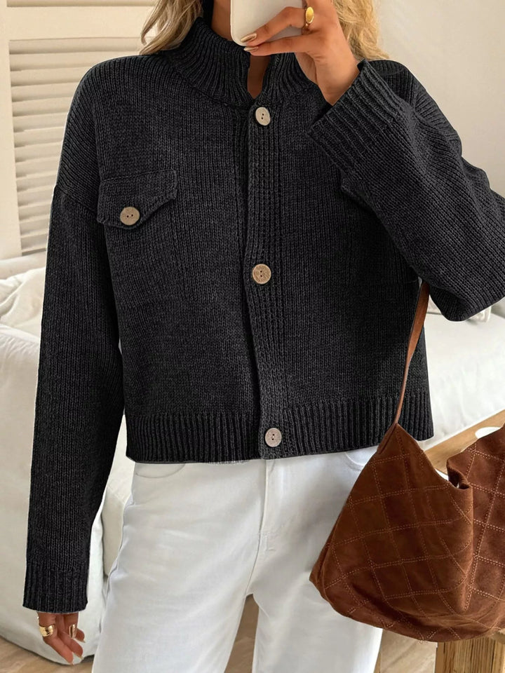 Vespera - Cardigan court cosy en maille avec boutons