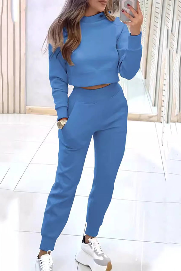 Jeanna - Ensemble Pull Court et Pantalon Tricoté Décontracté pour Femme