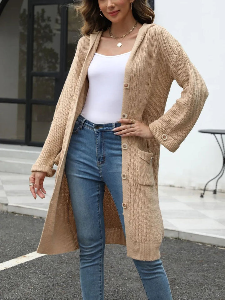 Cherie - Cardigan à capuche ample et élégant à boutons
