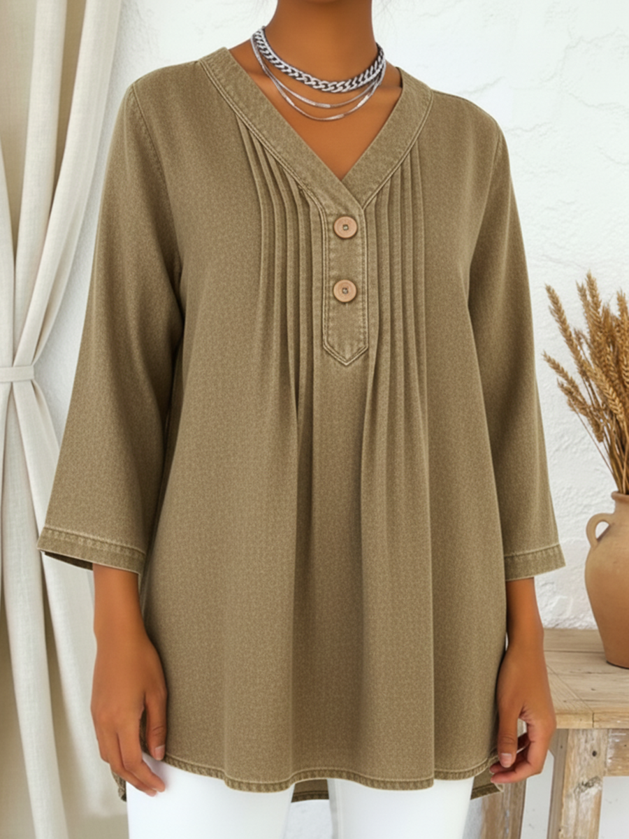 Athena - Blouse ample fluide à col V élégante