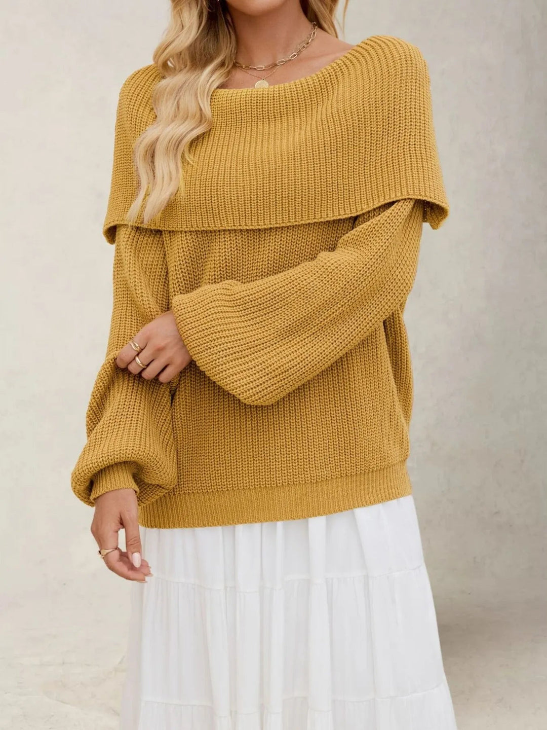 Xelaria - Pull élégant oversize à manches longues avec col