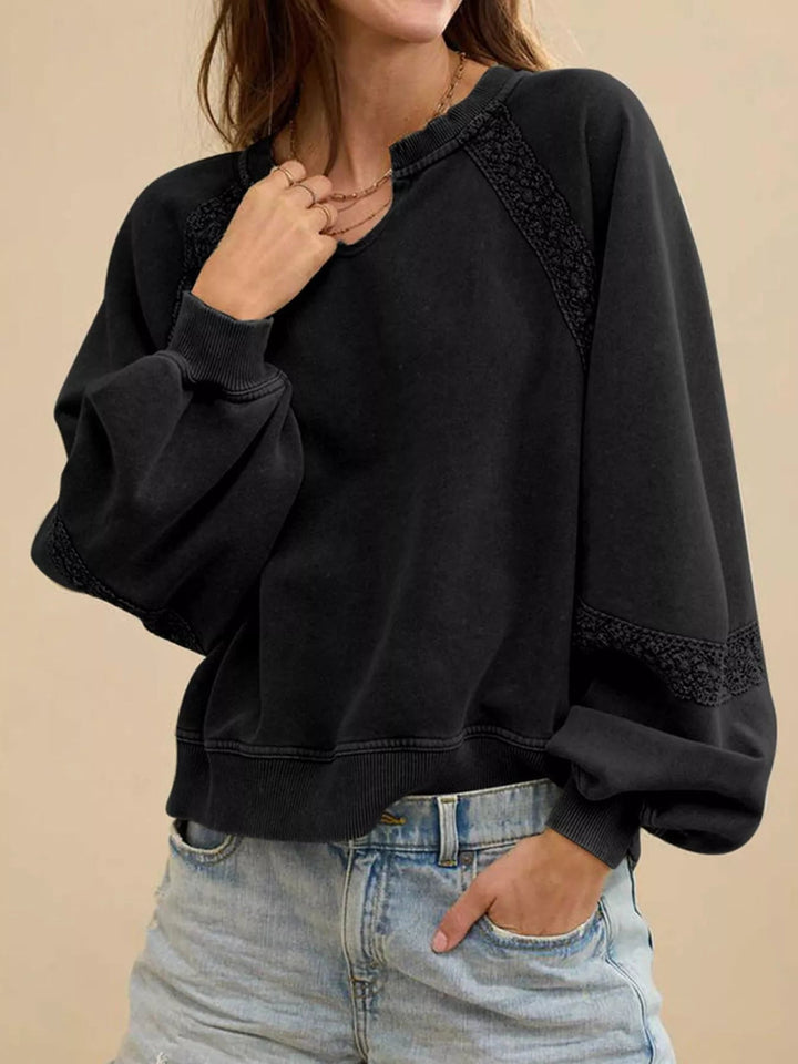 Dainora - Sweat Ample Élégant à Manches Longues avec Détails en Dentelle