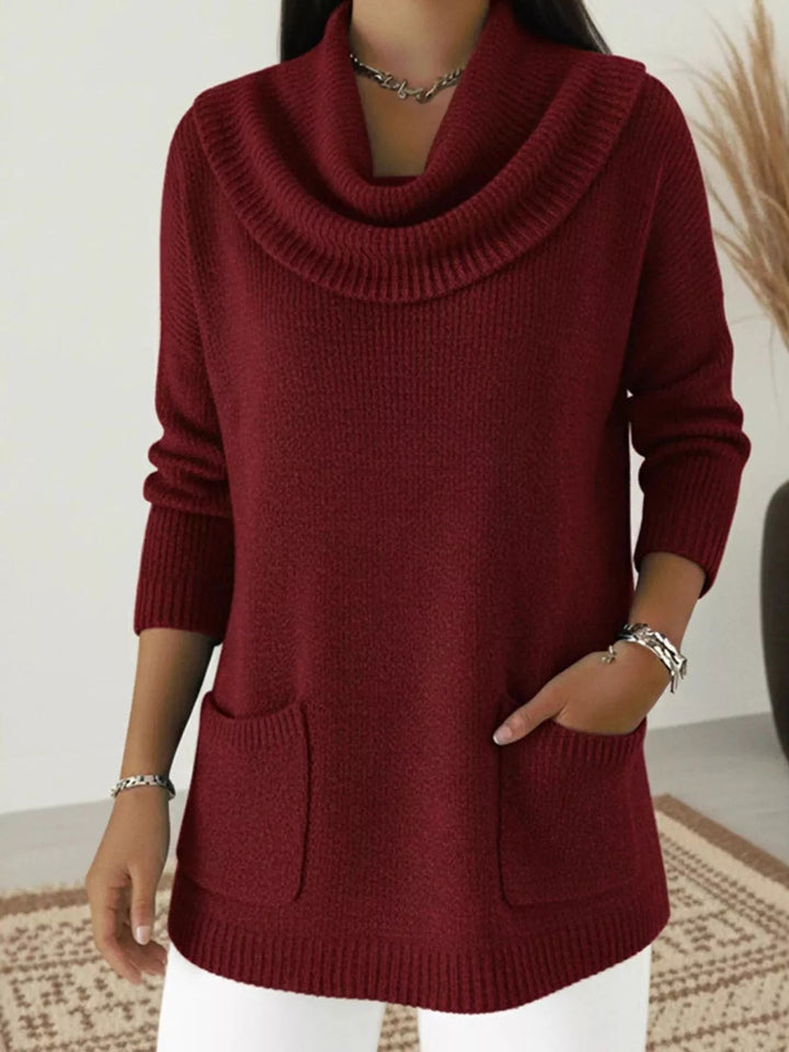 Violeta - Pull élégant à col bénitier et manches longues avec poches