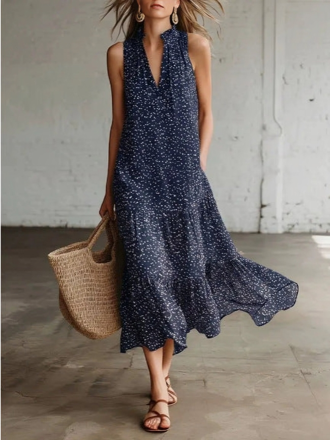 Lizzelle - Robe fluide sans manches à pois