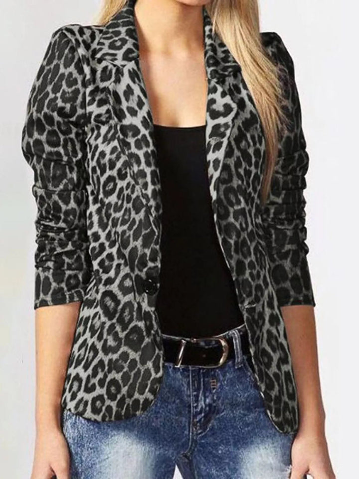 Aeliana - Blazer élégant à imprimé léopard et bouton unique