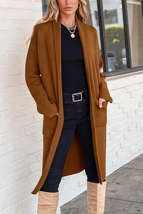 Falynn - Manteau cardigan long à manches longues ample avec poches