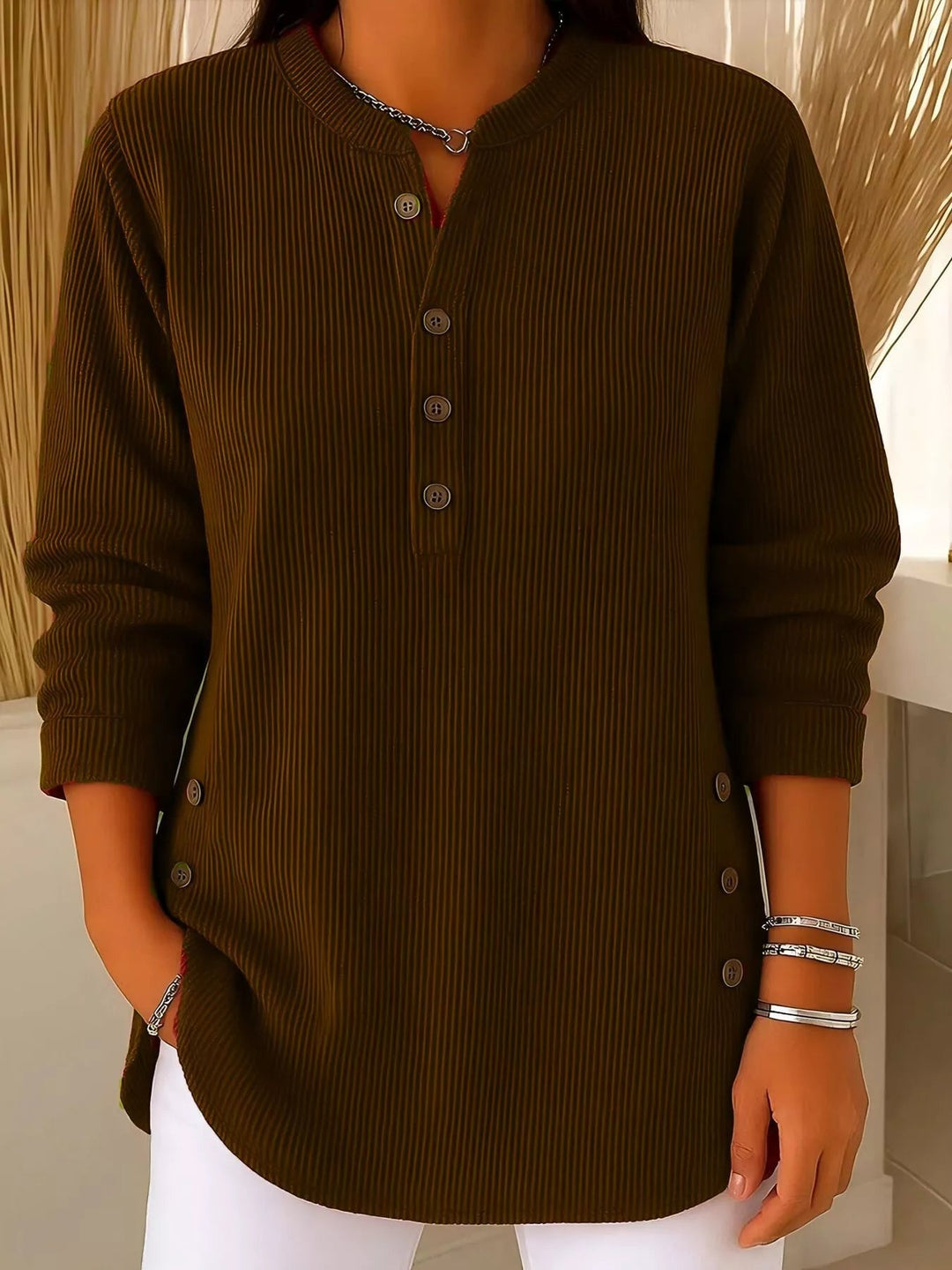 Cora - Pull ample chaud en maille avec boutons