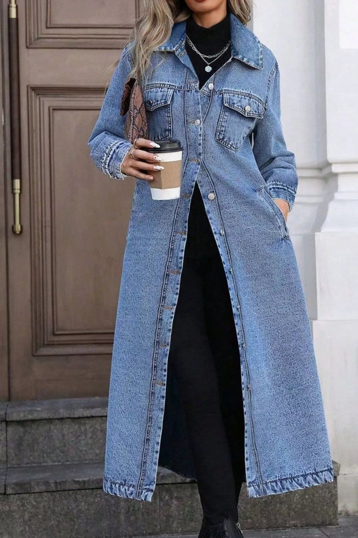 Giuliana - Veste-manteau en denim long à boutons, élégante