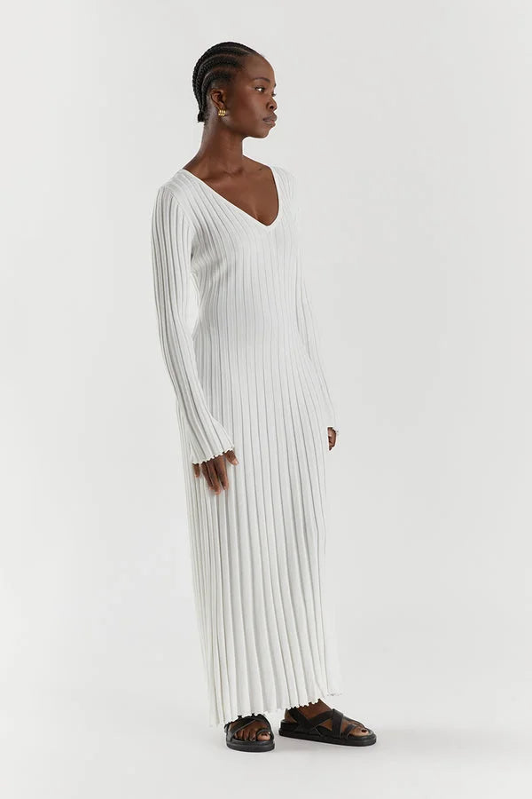 Natalija | Robe midi tricotée col V pour femmes