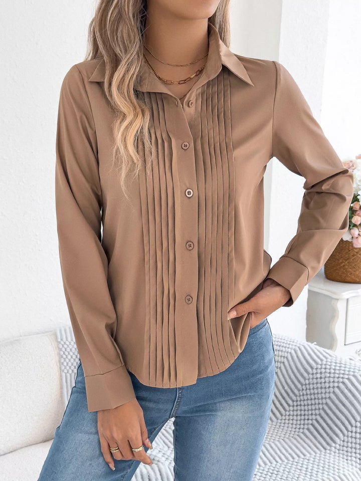 Quinasha - Blouse élégante à manches longues avec plissé sur le devant