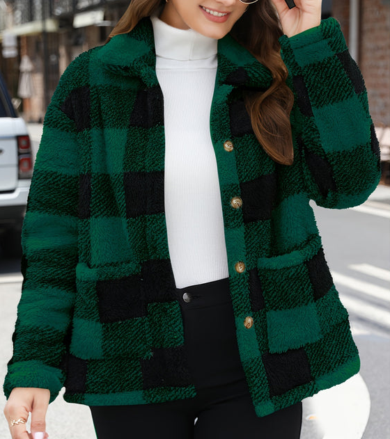 Heloisa - Veste chaude élégante à carreaux avec boutons