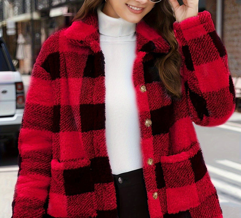 Heloisa - Veste chaude élégante à carreaux avec boutons
