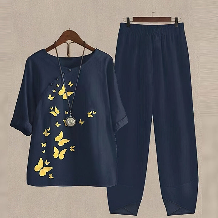Melchol | Ensemble Printemps 5/4 Manche Imprimée Femme