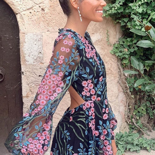 Saturnina | Robe maxi dos nu fleurie vintage