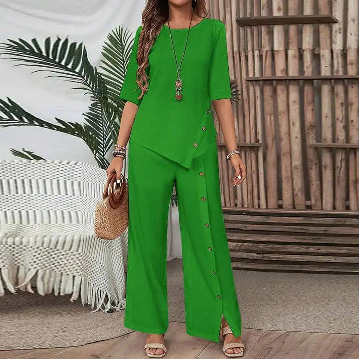 Mariana - Ensemble décontracté blouse manches mi-longues et pantalon