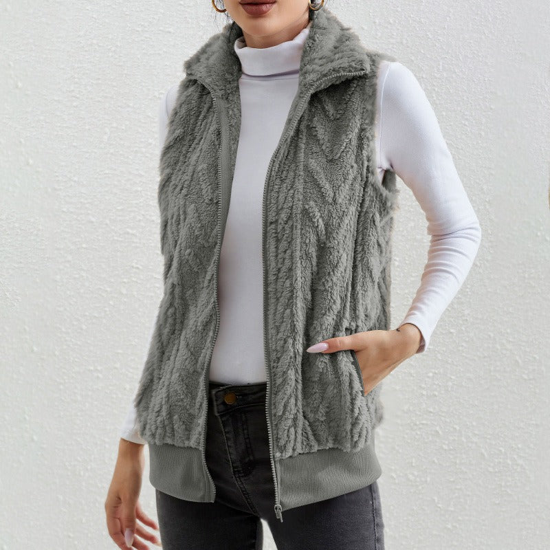 Kaisey - Gilet décontracté sans manches en polaire jacquard