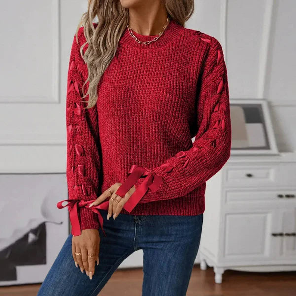 Kaitlyn - Pull en maille douce avec manches à lacets stylées