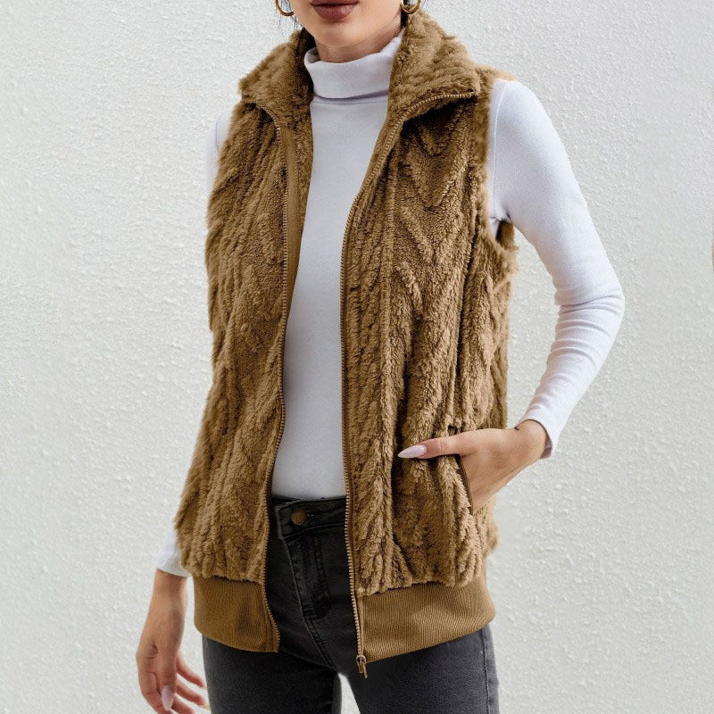 Kaisey - Gilet décontracté sans manches en polaire jacquard