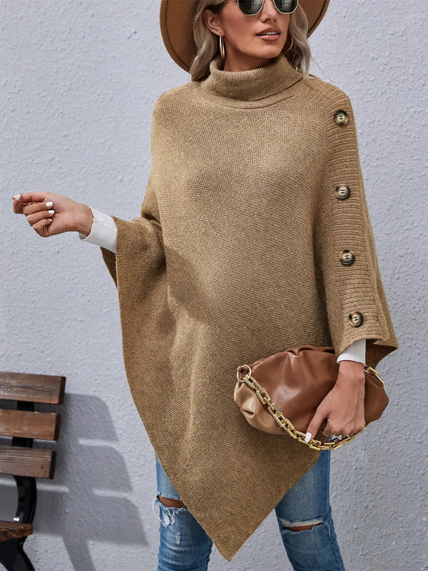 Wilma - Pull Col Roulé Oversize Élégant en Maille avec Manches Chauve-Souris