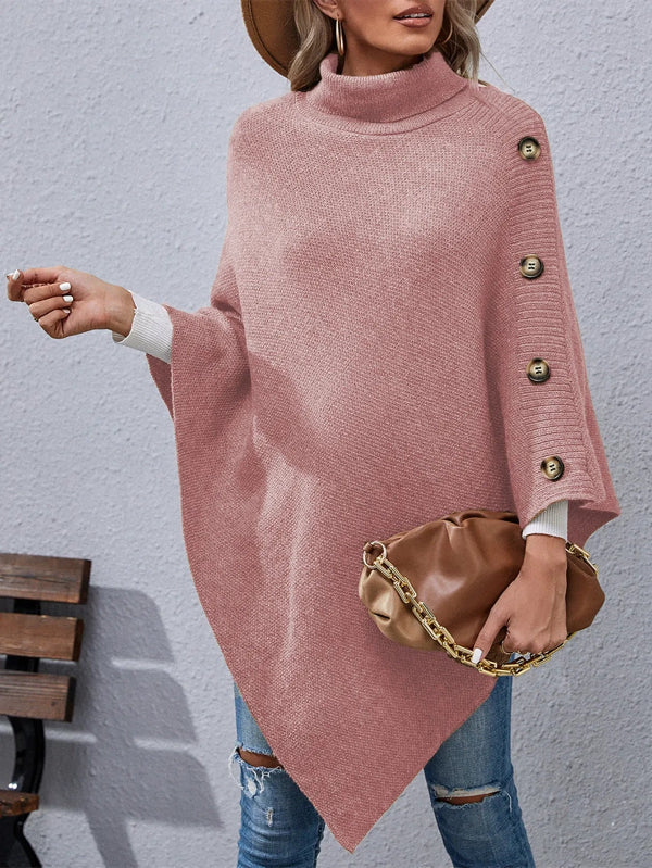 Wilma - Pull Col Roulé Oversize Élégant en Maille avec Manches Chauve-Souris