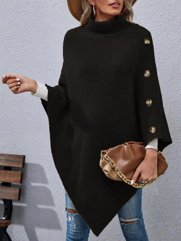 Wilma - Pull Col Roulé Oversize Élégant en Maille avec Manches Chauve-Souris