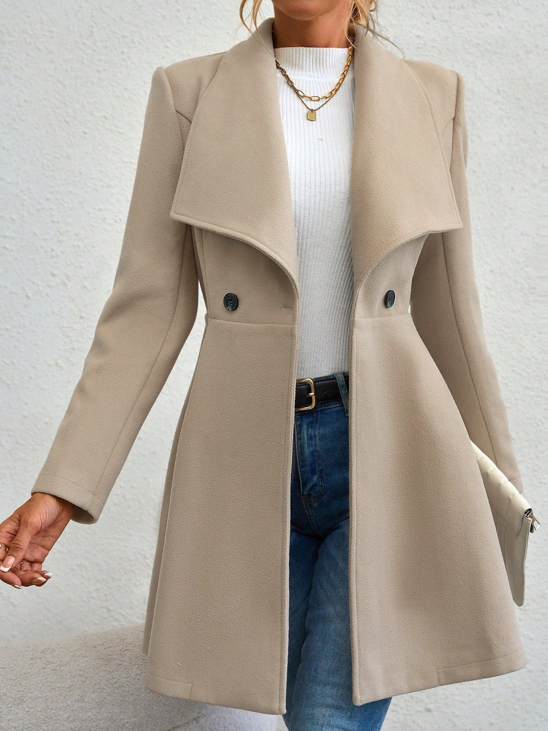 Lacina - Manteau long élégant à larges revers