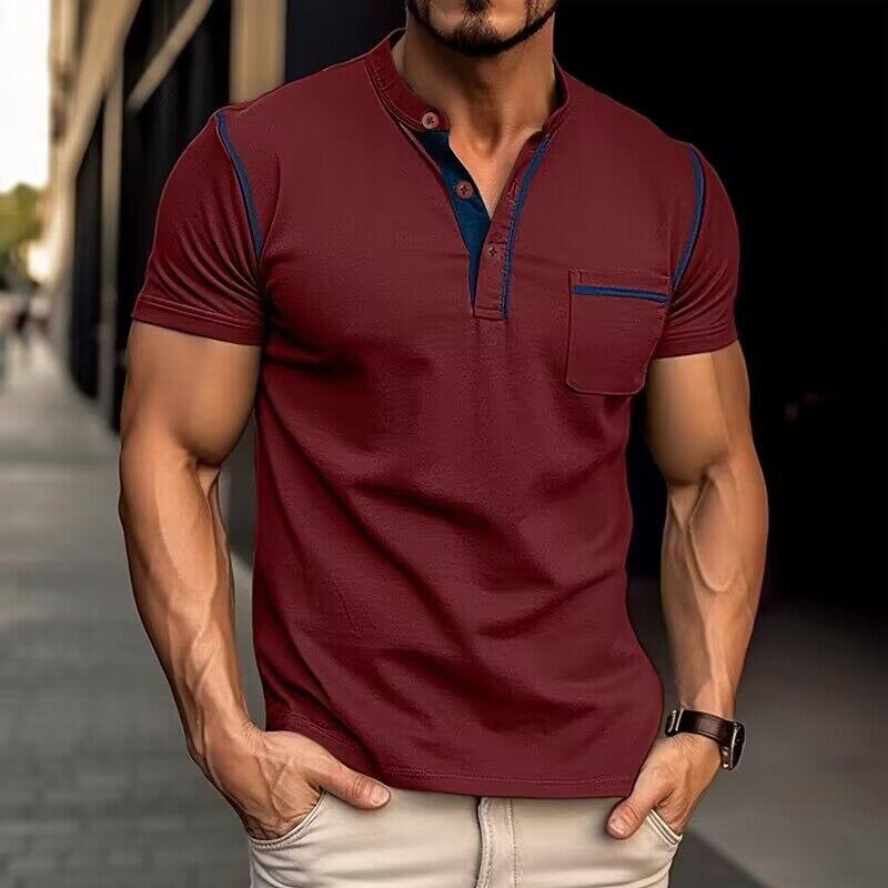 Leroi | Polo colorblock avec col Henley pour hommes