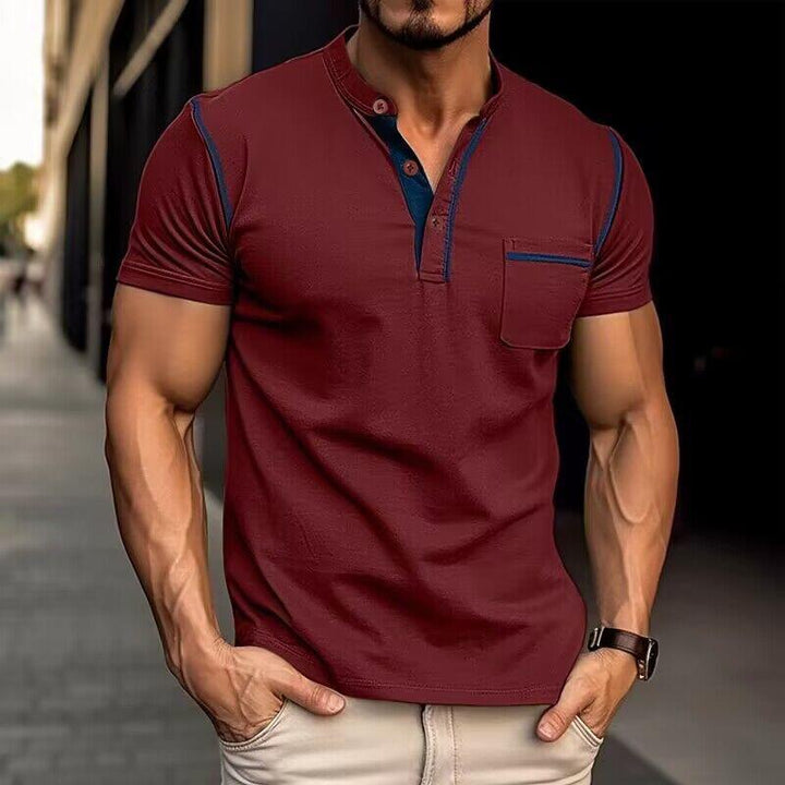 Leroi | Polo colorblock avec col Henley pour hommes