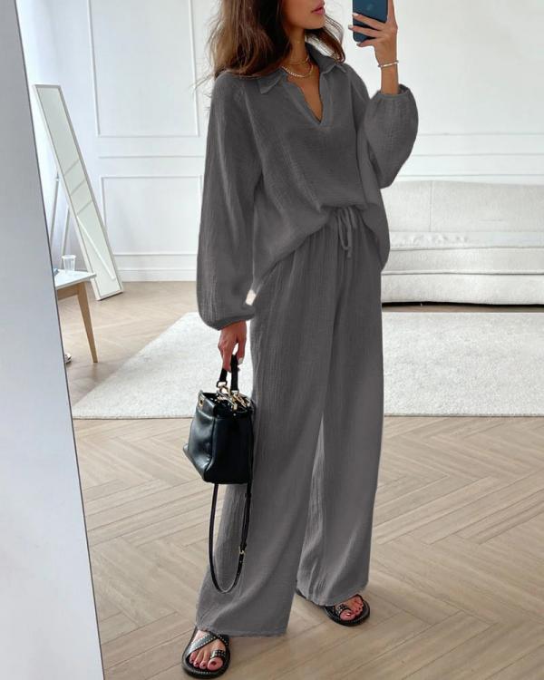 Manjula | Ensemble de loisirs chic : haut ample & pantalon bootcut