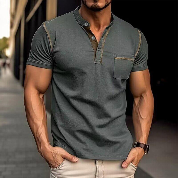 Leroi | Polo colorblock avec col Henley pour hommes