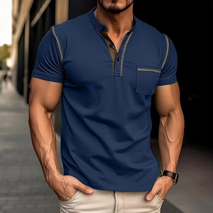 Leroi | Polo colorblock avec col Henley pour hommes